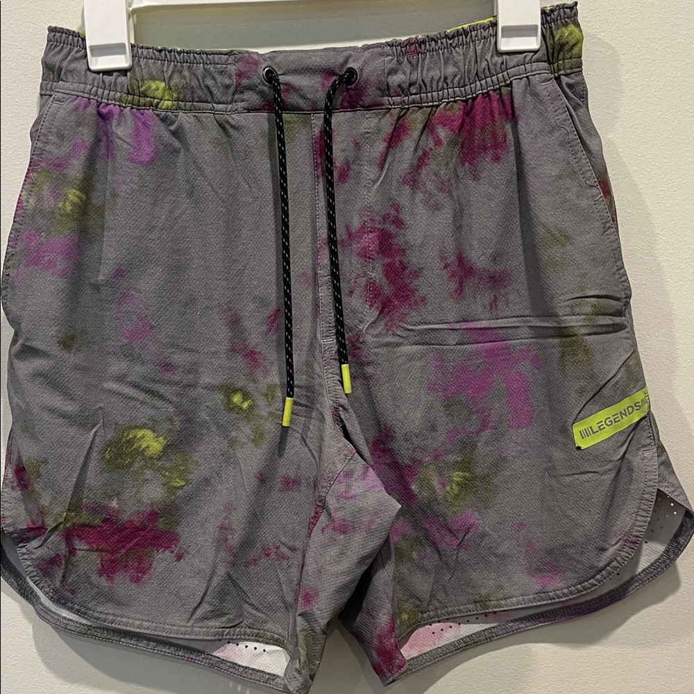 LEGENDS Men's Athletic Shorts - Gray with purples and green Tye Dye